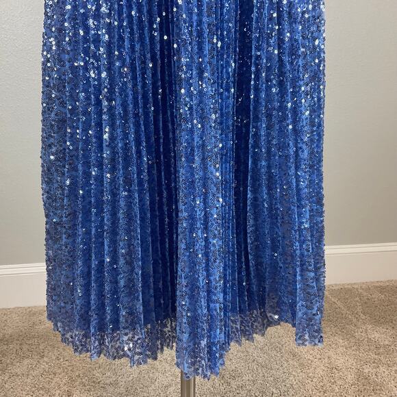Aidan Mattox Sequined Colorful Sleeveless A-Line Midi Cocktail Dress Blue Size 4 - Picture 6 of 11